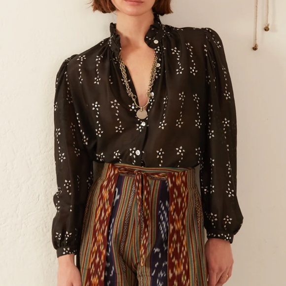 Alix Of Bohemia Tops - NWT ALIX OF BOHEMIA Annabel Black Daisy Shirt